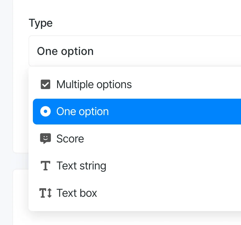 Strabber Survey Question Types